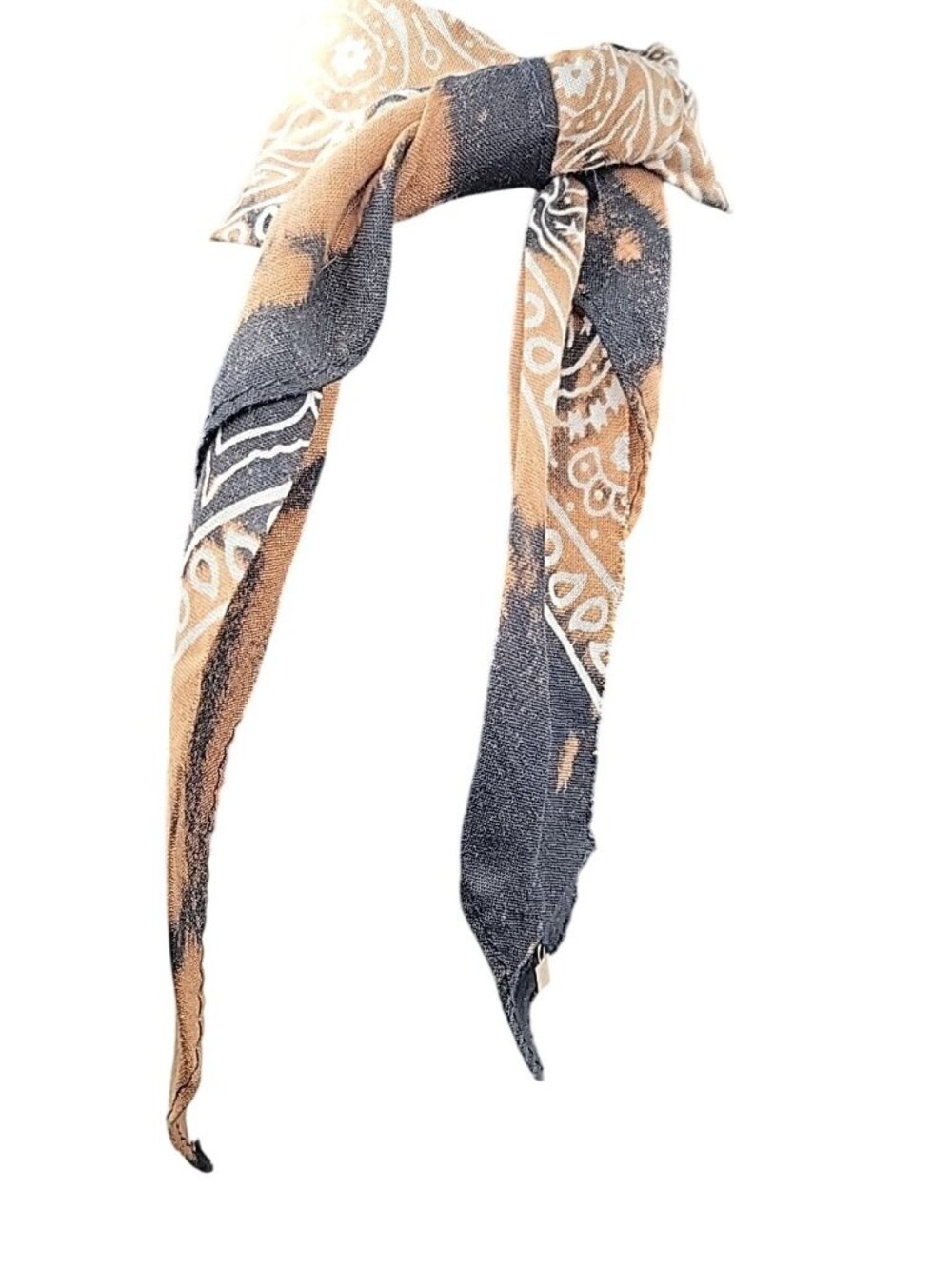 Dannijo Bandana Necklace Black Brown Print Silver Studs Fringe Boho Festival - Picture 7 of 13